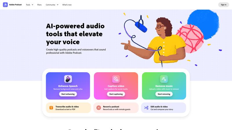Adobe Podcast Interface screenshot