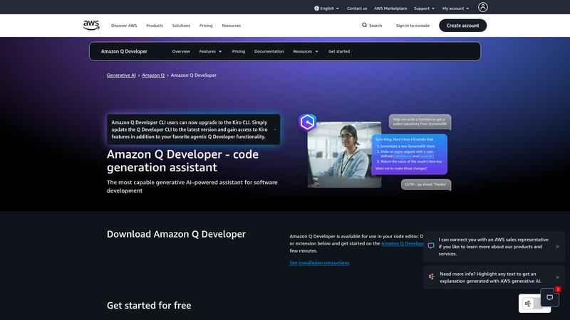 Amazon CodeWhisperer Interface screenshot