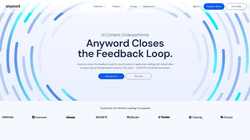 Anyword Interface screenshot