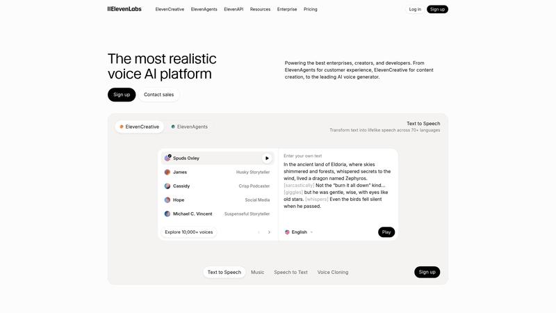 ElevenLabs Interface screenshot