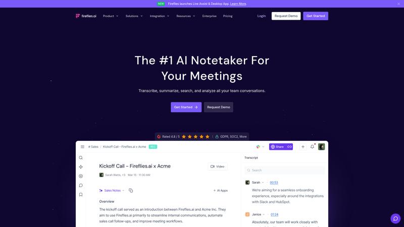 Fireflies.ai Interface screenshot