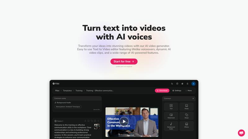 Fliki Interface screenshot