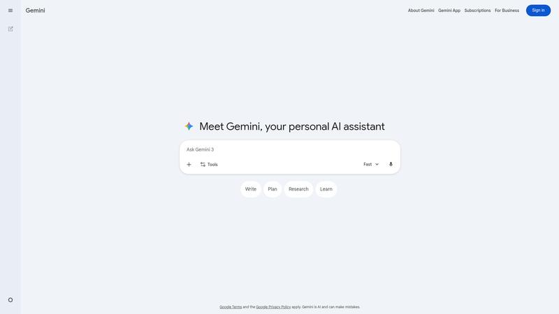 Google Gemini Interface screenshot
