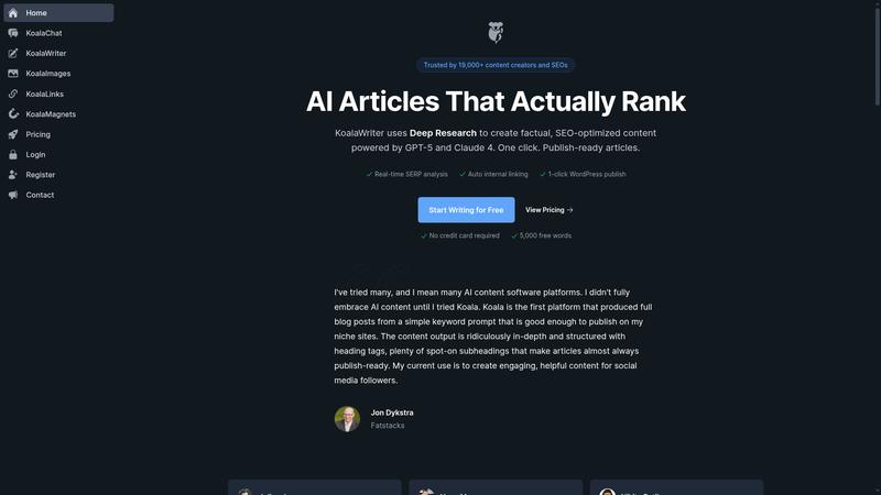 Koala AI Interface screenshot