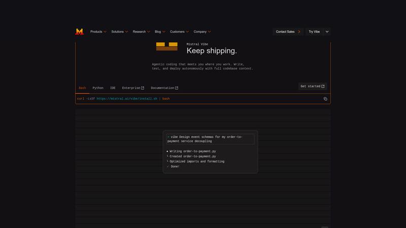 Mistral Vibe Interface screenshot