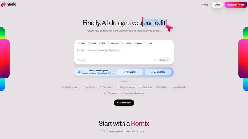 Moda Interface screenshot