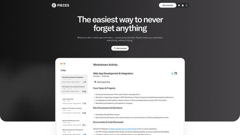 Pieces for Developers Interface screenshot
