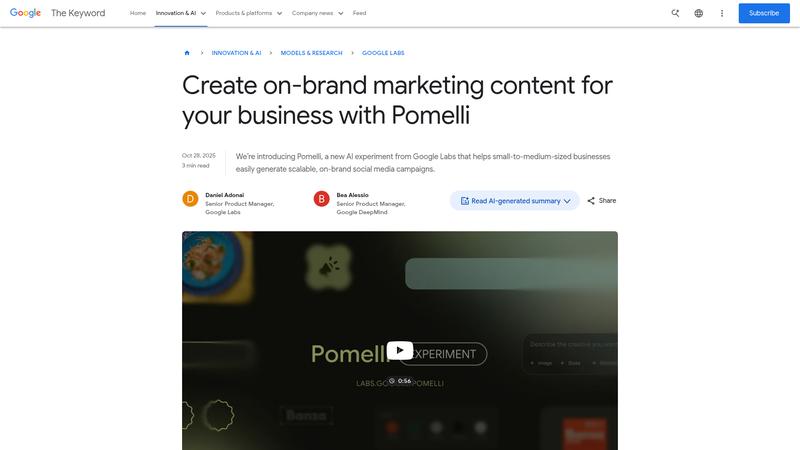 Google Pomelli Interface screenshot