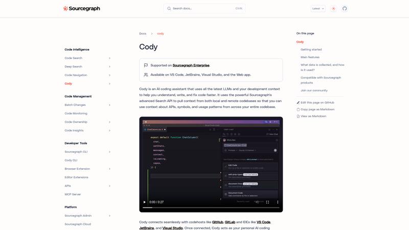 Sourcegraph Cody Interface screenshot