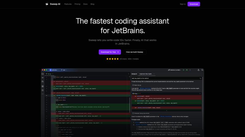 Sweep AI Interface screenshot