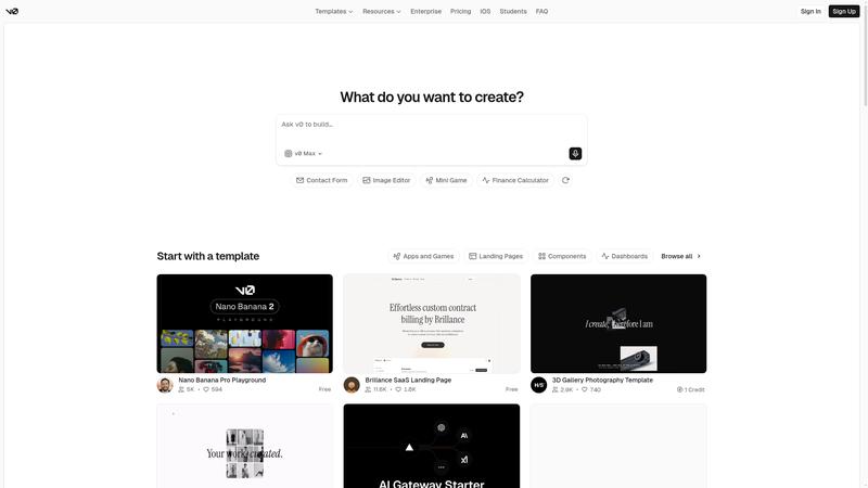 v0 (Vercel) Interface screenshot